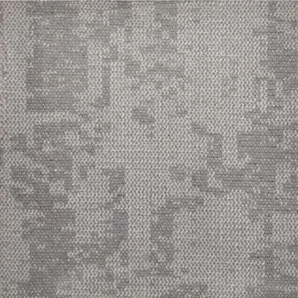 Square carpet tile swatch in light grey with a soft pixelated pattern